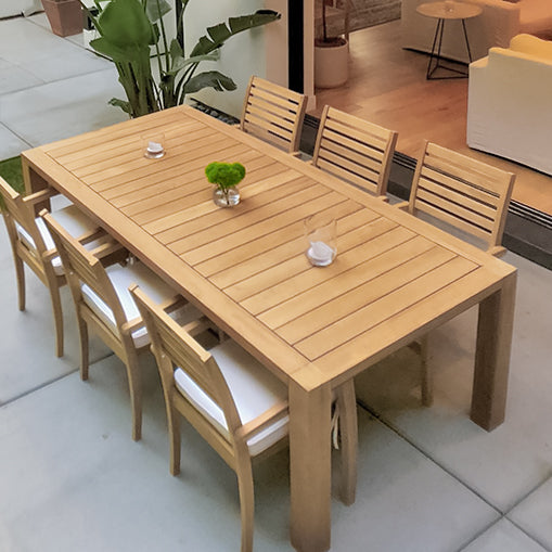 Large outdoor store teak dining table