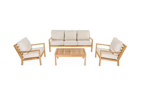 Pacific 4-Piece Lounge Set White Harbor Rectangle Coffee Table by Teak + Table