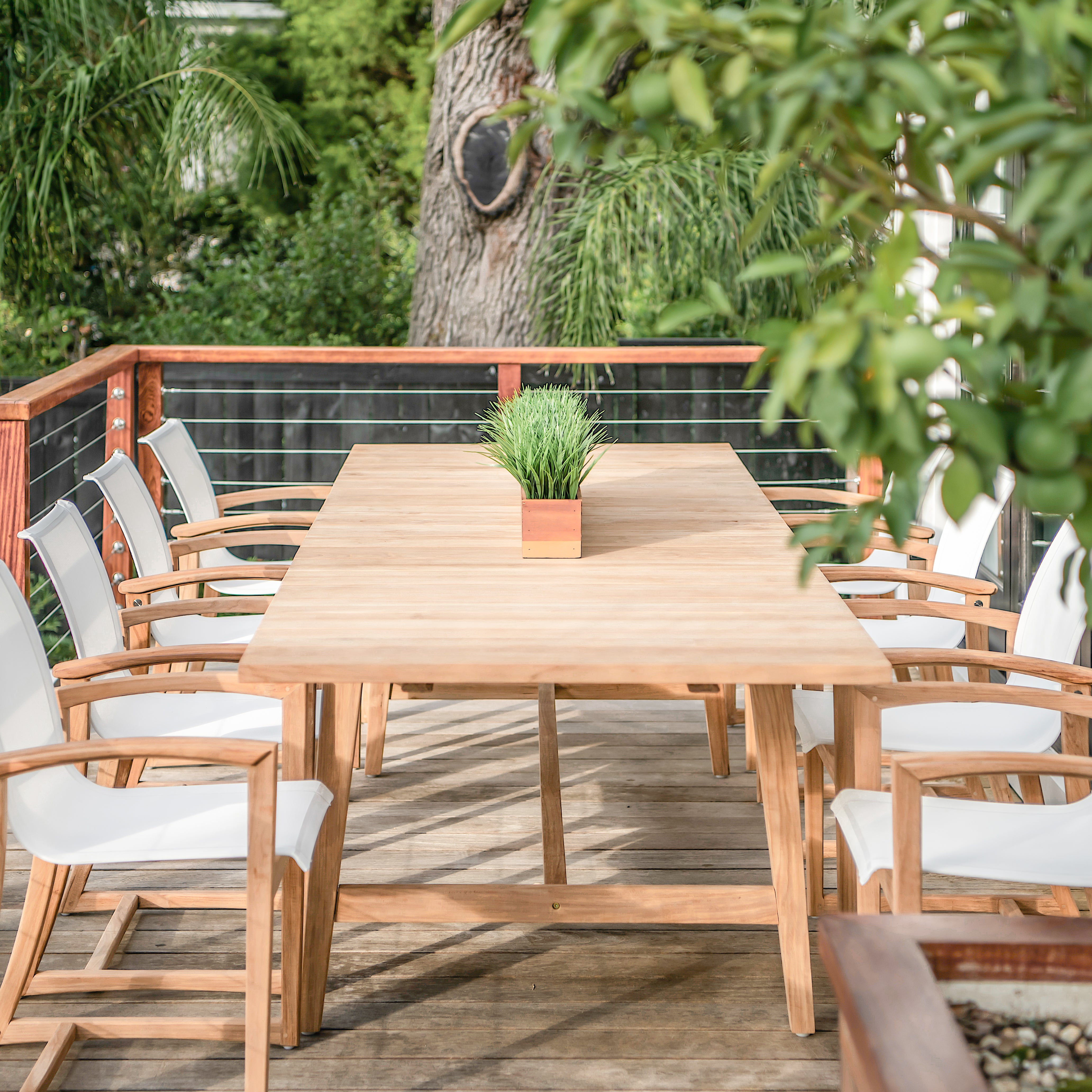 Modern teak best sale outdoor dining table