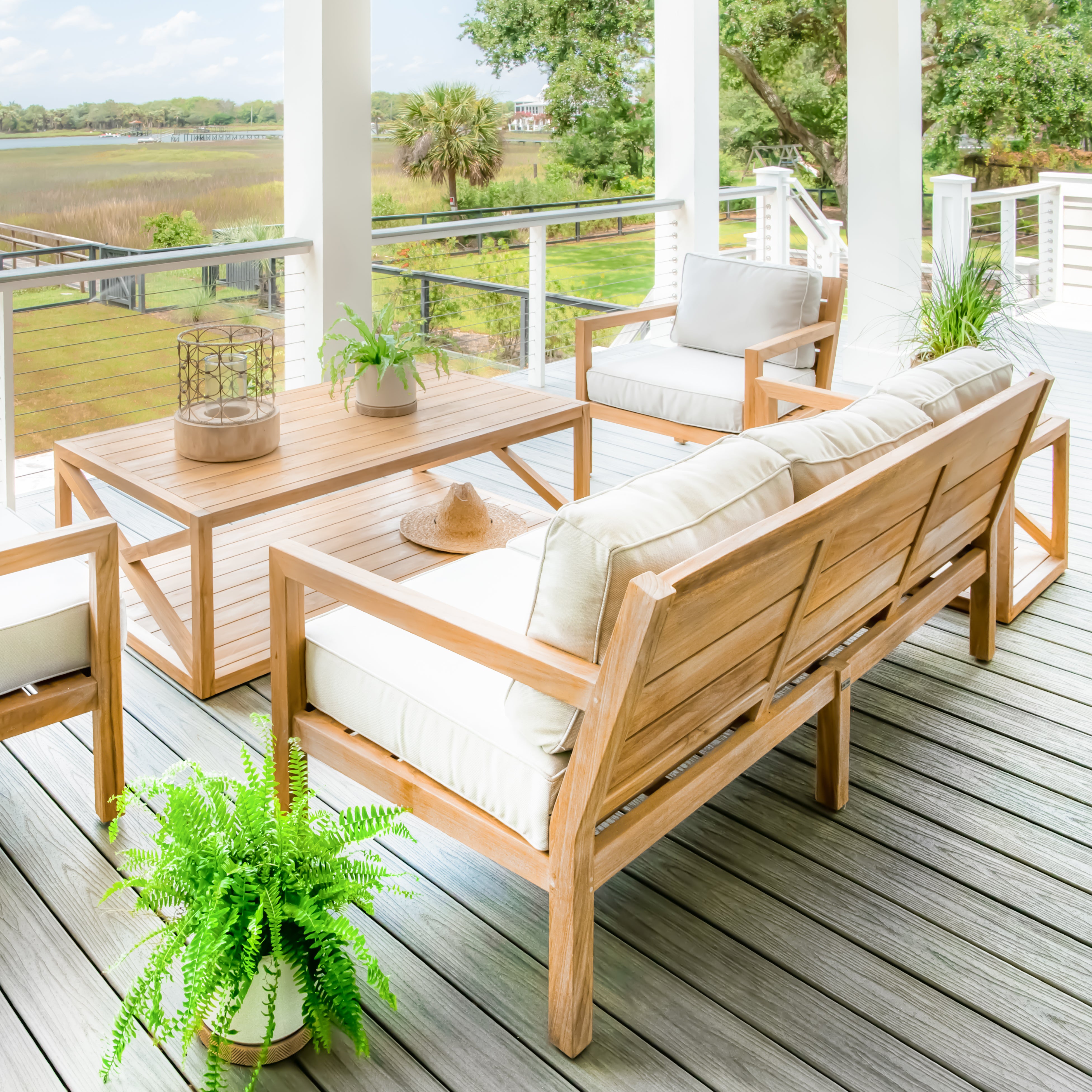 Wooden outdoor lounge online setting